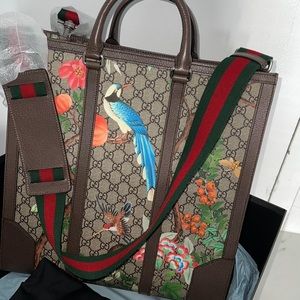 Gucci Convertible Vertical Open Tote Tian Print GG Coated Canvas New Unused